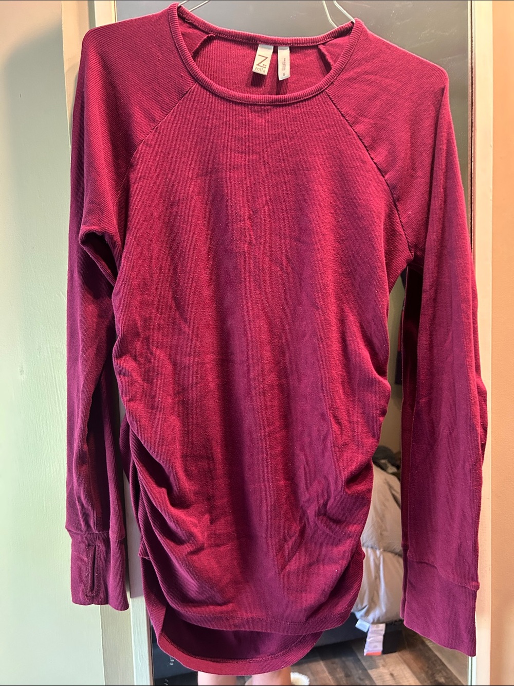 Zella Long Sleeve Crew Top in Berry Plum